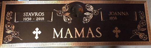 44×14 bronze cemetery plaque greek key and dogwood design