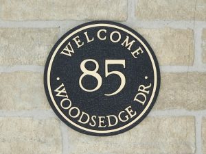 bronze front door plaque with address