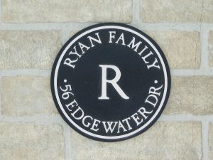 personalized bronze house plaque with family name and address