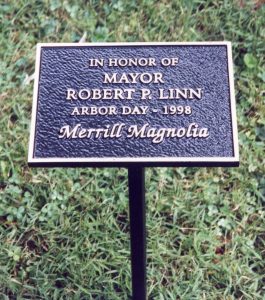 memorial plaque with stake