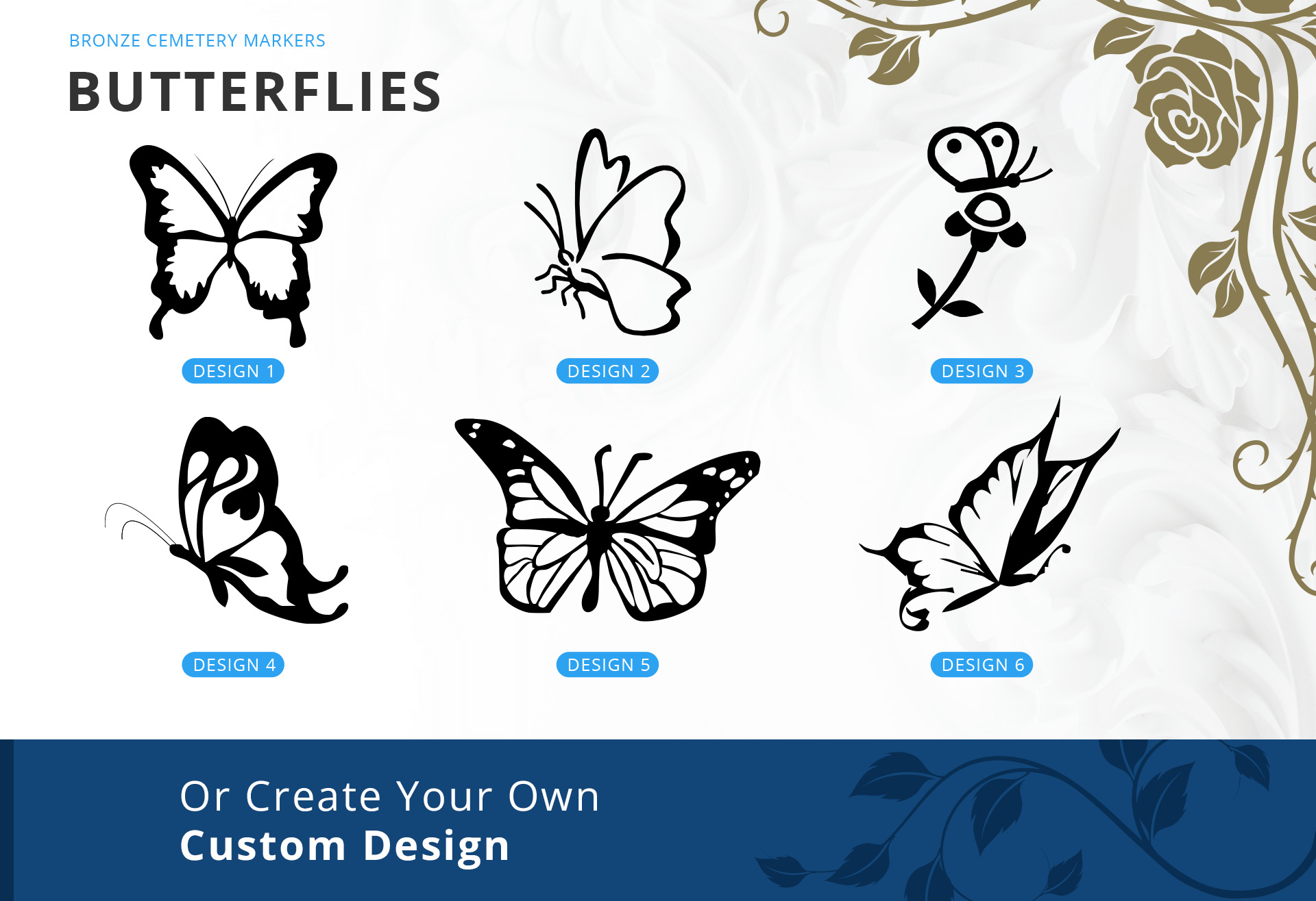 Butterfly bronze cemetery marker designs